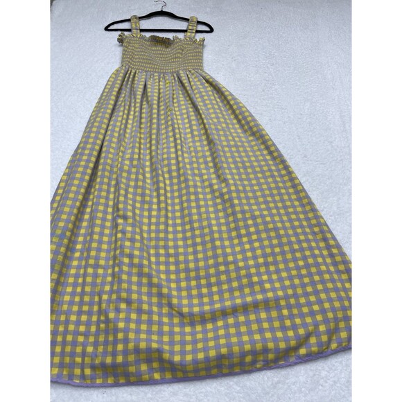 Find Me Now Midi Dress Women Yellow Roux Pintuck Cotton Preppy Vacay Boho Medium